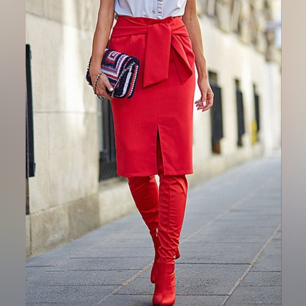 Made of Emotion Sold Out Brand New with Tags Red Tie-Waist Pencil Skirt M (US 8)
